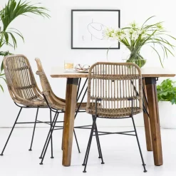 Made in Meubles Chaise en rotin et métal Rattan (lot de 2)