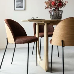Made in Meubles Chaise en tissu acajou et bois clair Nyssa (lot de 2)