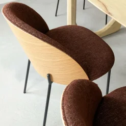 Made in Meubles Chaise en tissu acajou et bois clair Nyssa (lot de 2)