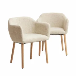 Made in Meubles Chaise en tissu beige Solène (lot de 2)