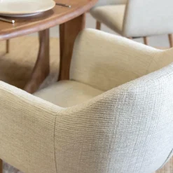 Made in Meubles Chaise en tissu beige Solène (lot de 2)