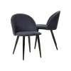 Made in Meubles Chaise en tissu bleu marine et métal Jasmine (lot de 2)