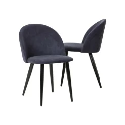 Made in Meubles Chaise en tissu bleu marine et métal Jasmine (lot de 2)