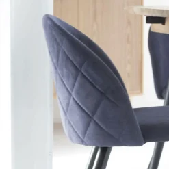 Made in Meubles Chaise en tissu bleu marine et métal Jasmine (lot de 2)