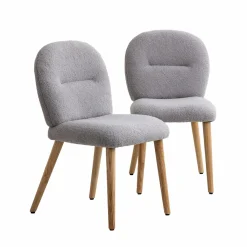 Made in Meubles Chaise en tissu bouclette grise Ayse (lot de 2)