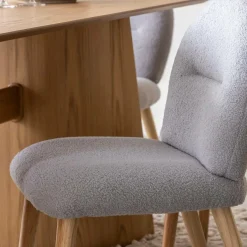 Made in Meubles Chaise en tissu bouclette grise Ayse (lot de 2)