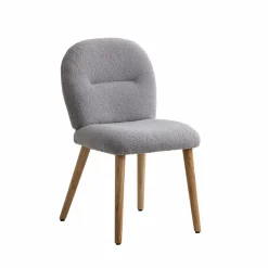 Made in Meubles Chaise en tissu bouclette grise Ayse (lot de 2)