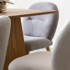 Made in Meubles Chaise en tissu bouclette grise Ayse (lot de 2)