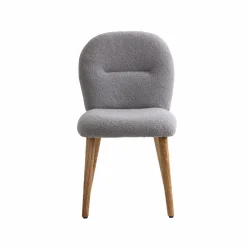 Made in Meubles Chaise en tissu bouclette grise Ayse (lot de 2)