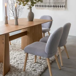 Made in Meubles Chaise en tissu bouclette grise Ayse (lot de 2)