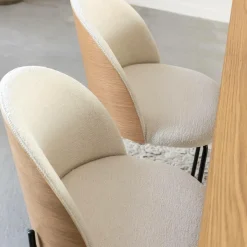 Made in Meubles Chaise en tissu bouclette écru clair et métal Nyssa (lot de 2)