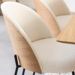Made in Meubles Chaise en tissu bouclette écru clair et métal Nyssa (lot de 2)