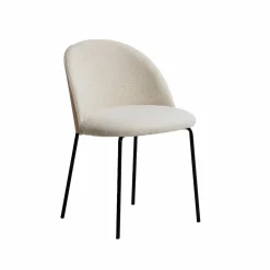 Made in Meubles Chaise en tissu bouclette écru clair et métal Nyssa (lot de 2)