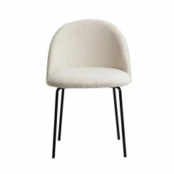Made in Meubles Chaise en tissu bouclette écru clair et métal Nyssa (lot de 2)