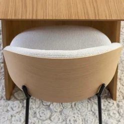 Made in Meubles Chaise en tissu bouclette écru clair et métal Nyssa (lot de 2)