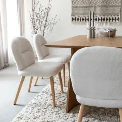 Made in Meubles Chaise en tissu bouclette blanche Ayse (lot de 2)