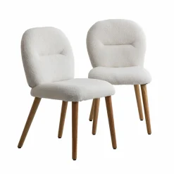 Made in Meubles Chaise en tissu bouclette blanche Ayse (lot de 2)