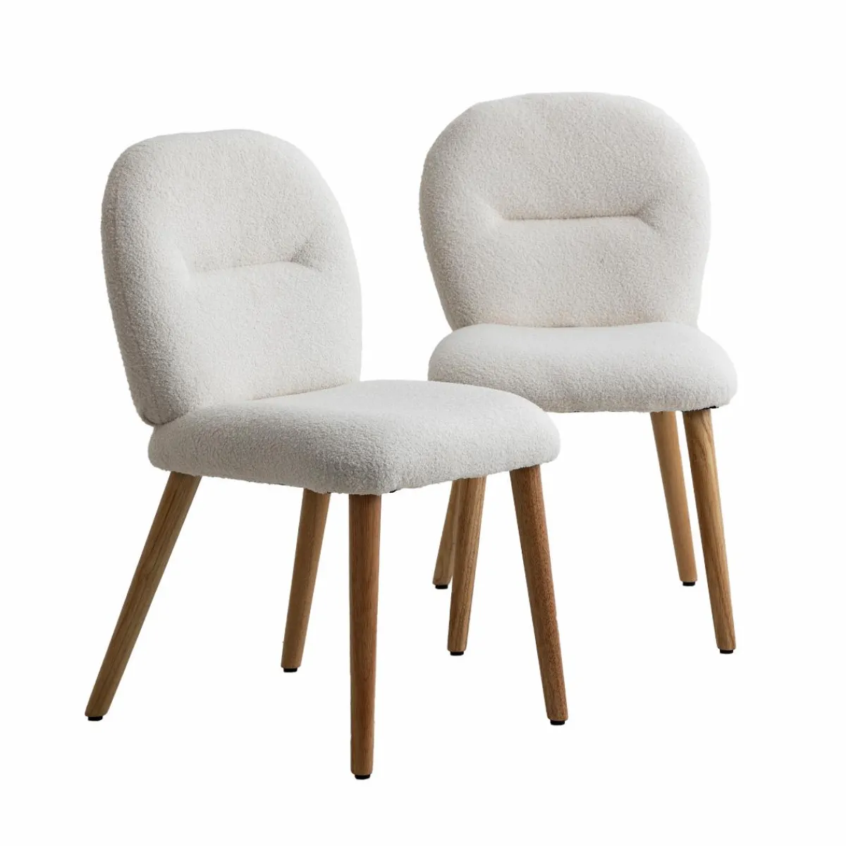 Made in Meubles Chaise en tissu bouclette blanche Ayse (lot de 2)