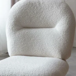 Made in Meubles Chaise en tissu bouclette blanche Ayse (lot de 2)