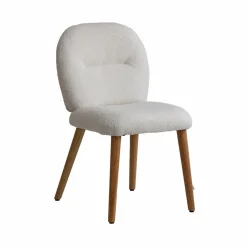 Made in Meubles Chaise en tissu bouclette blanche Ayse (lot de 2)