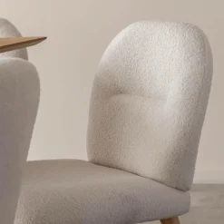 Made in Meubles Chaise en tissu bouclette blanche Ayse (lot de 2)