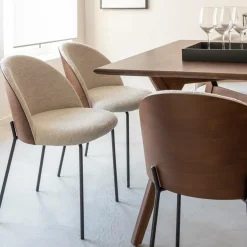 Made in Meubles Chaise en tissu écru et métal Nyssa (lot de 2)