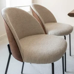 Made in Meubles Chaise en tissu écru et métal Nyssa (lot de 2)