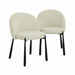 Made in Meubles Chaise en tissu écru et pieds en métal Ondine (lot de 2)