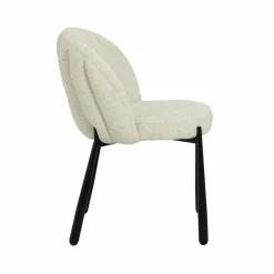 Made in Meubles Chaise en tissu écru et pieds en métal Ondine (lot de 2)