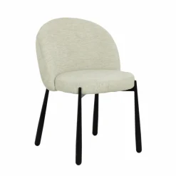 Made in Meubles Chaise en tissu écru et pieds en métal Ondine (lot de 2)