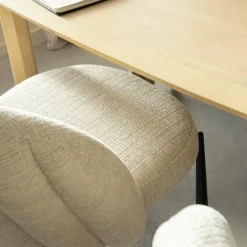 Made in Meubles Chaise en tissu écru et pieds en métal Ondine (lot de 2)