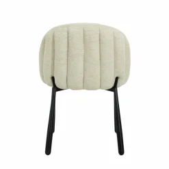 Made in Meubles Chaise en tissu écru et pieds en métal Ondine (lot de 2)