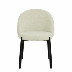 Made in Meubles Chaise en tissu écru et pieds en métal Ondine (lot de 2)