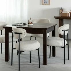 Made in Meubles Chaise en tissu écru et pieds en métal noir Janis (lot de 2)
