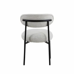 Made in Meubles Chaise en tissu écru et pieds en métal noir Janis (lot de 2)