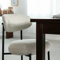 Made in Meubles Chaise en tissu écru et pieds en métal noir Janis (lot de 2)
