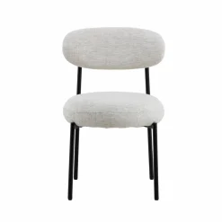 Made in Meubles Chaise en tissu écru et pieds en métal noir Janis (lot de 2)