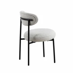 Made in Meubles Chaise en tissu écru et pieds en métal noir Janis (lot de 2)