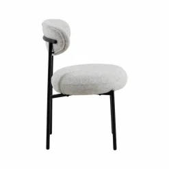 Made in Meubles Chaise en tissu écru et pieds en métal noir Janis (lot de 2)