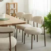 Made in Meubles Chaise en tissu écru et pieds en métal effet bois Janis (lot de 2)
