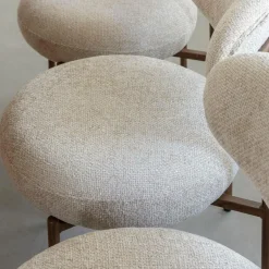 Made in Meubles Chaise en tissu écru et pieds en métal effet bois Janis (lot de 2)