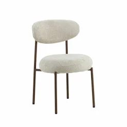 Made in Meubles Chaise en tissu écru et pieds en métal effet bois Janis (lot de 2)
