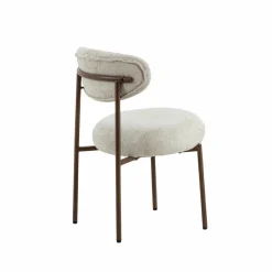 Made in Meubles Chaise en tissu écru et pieds en métal effet bois Janis (lot de 2)