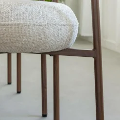 Made in Meubles Chaise en tissu écru et pieds en métal effet bois Janis (lot de 2)