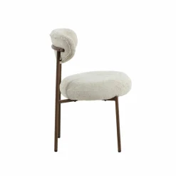 Made in Meubles Chaise en tissu écru et pieds en métal effet bois Janis (lot de 2)