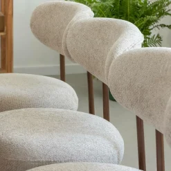 Made in Meubles Chaise en tissu écru et pieds en métal effet bois Janis (lot de 2)