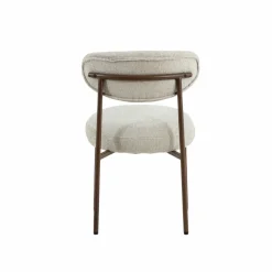 Made in Meubles Chaise en tissu écru et pieds en métal effet bois Janis (lot de 2)