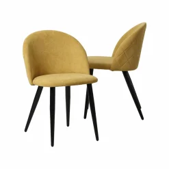 Made in Meubles Chaise en tissu jaune moutarde et métal Jasmine (lot de 2)