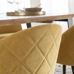 Made in Meubles Chaise en tissu jaune moutarde et métal Jasmine (lot de 2)