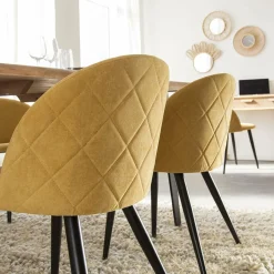 Made in Meubles Chaise en tissu jaune moutarde et métal Jasmine (lot de 2)